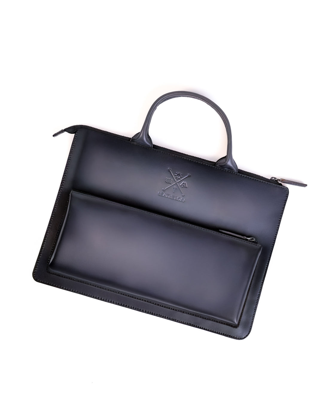 Sleek off-white leather laptop bag