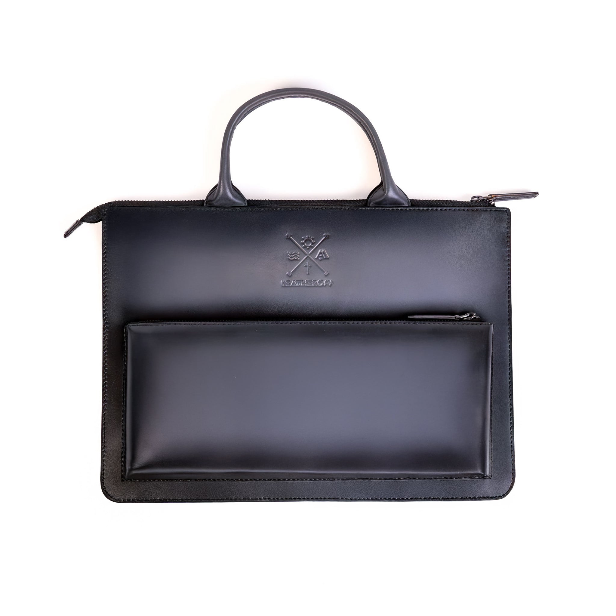 Sleek off-white leather laptop bag