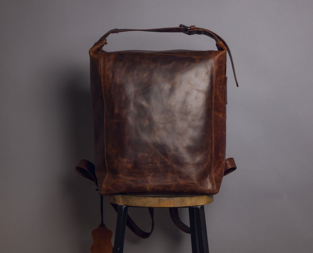 Vintage Brown Ochre Leather Backpack